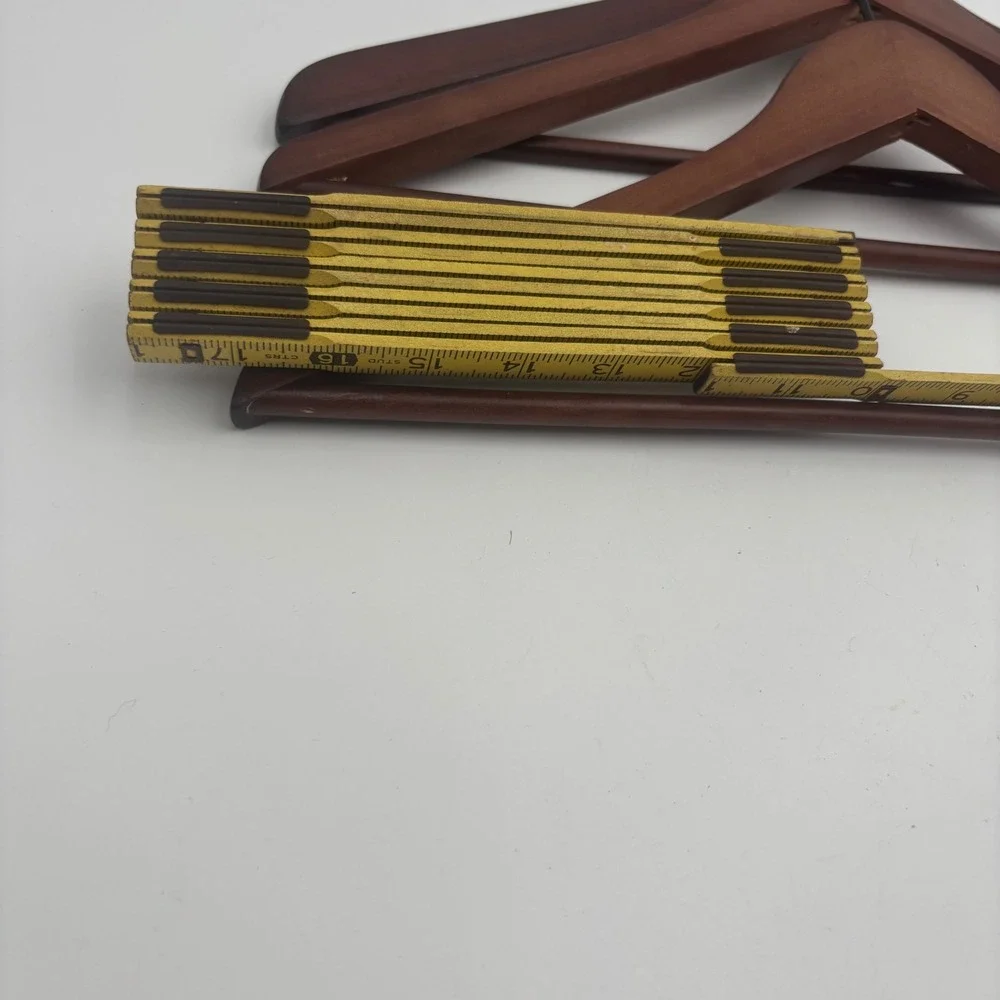 Wooden Hangers Set of 9 Brown Good Suit Shirt Pant Clips Notched